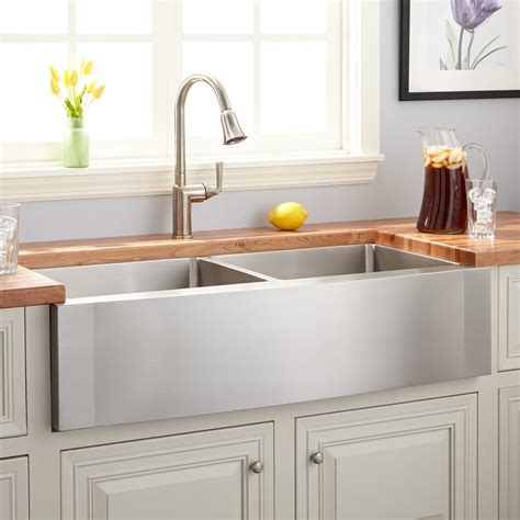 apron front stainless steel sink with white cabinets|stainless steel farmhouse apron front.